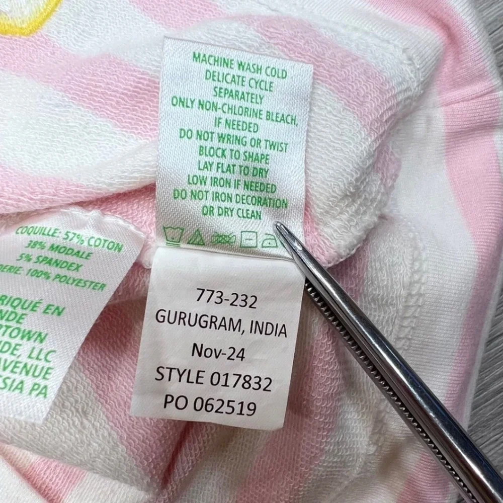 Lilly Pulitzer Girls Pink White Striped Lemon Lime Embroidered Top M 6-7 017832 - Picture 6 of 15